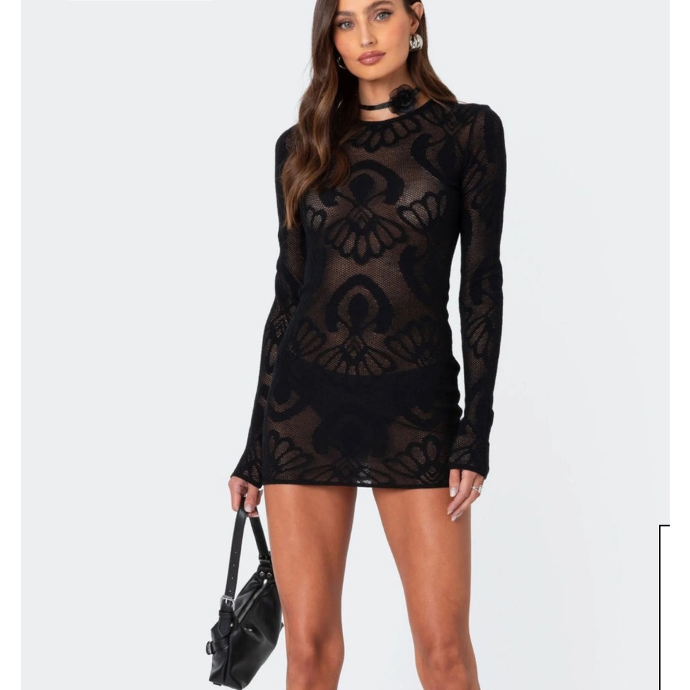 Edikted Embroidered Sheer Dress NWT